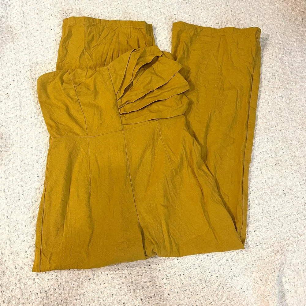 Nasty Gal Mustard Strapless Jumpsuit